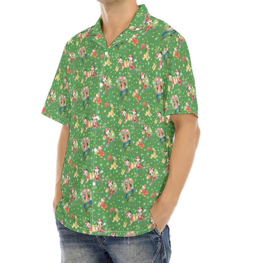 Mouse & Friends Christmas Cheer - Men's Hawaiian Button Up Shirt