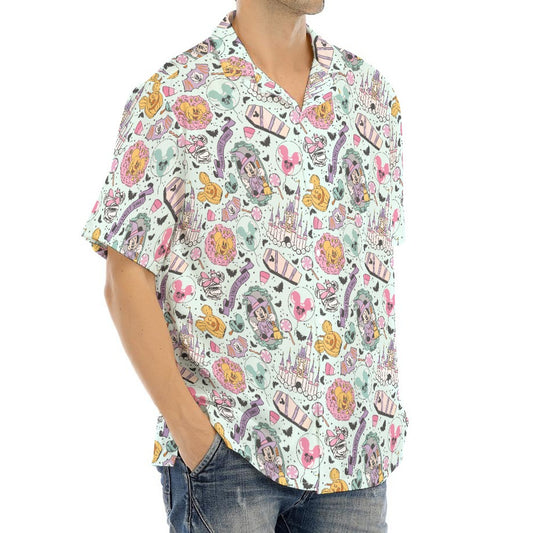Pastel Spooky Party - Men's Hawaiian Button Up Shirt