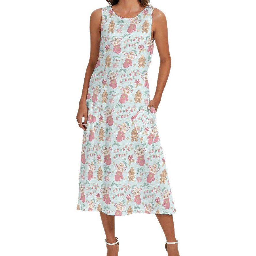 Cheeky Chipmunks Candy Cane Cheer - Women’s Diagonal Pocket Midi Dress