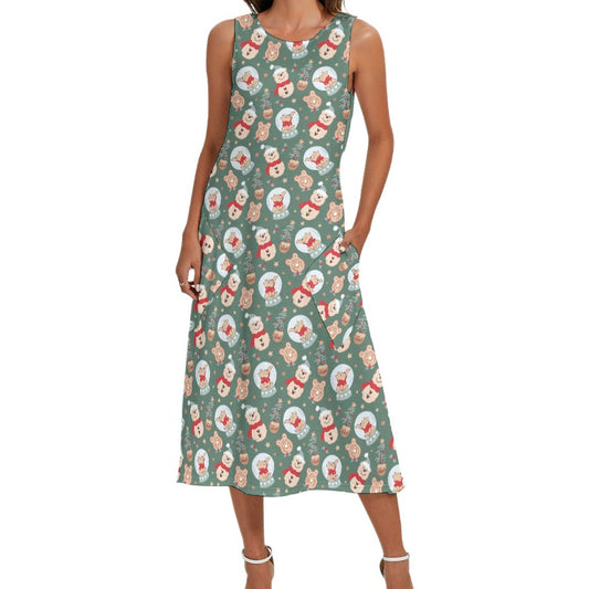 Bear's Honey Snowglobes - Women’s Diagonal Pocket Midi Dress