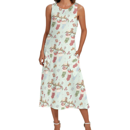 Fairytale Christmas Stocking Stowaways - Women’s Diagonal Pocket Midi Dress