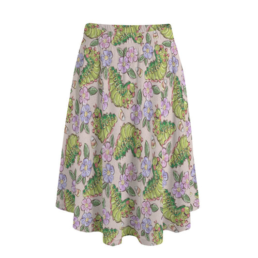 Cheerful Caterpillar Garden - Women's Pocket Midi Skirt