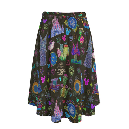 Main Street Neon Parade - Women's Pocket Midi Skirt