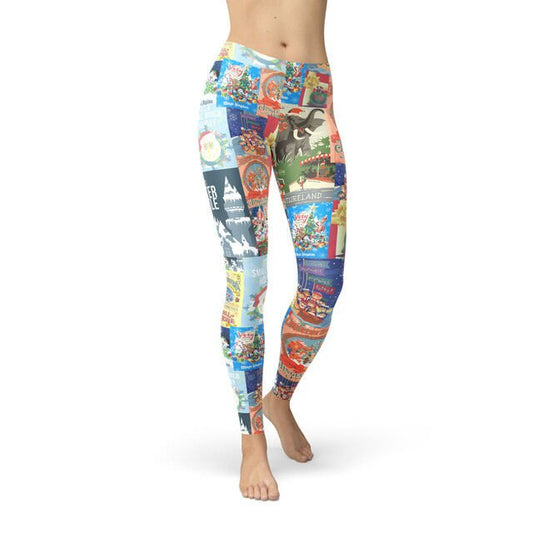 Winter Leggings - XL -  Holiday Attraction Posters Disney Parks - READY TO SHIP