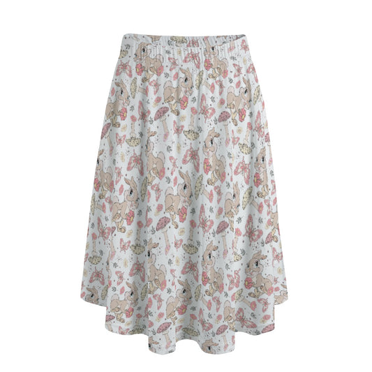 Woodland Bunny Cottagecore - Women's Pocket Midi Skirt