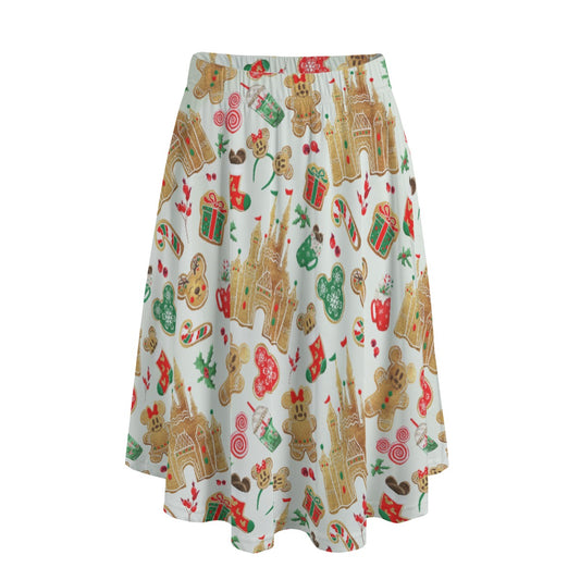 Gingerbread Castle Holiday Treats - Women's Pocket Midi Skirt