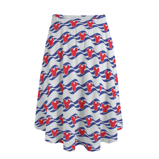 Nautical Cruise Logo Print - Women's Pocket Midi Skirt