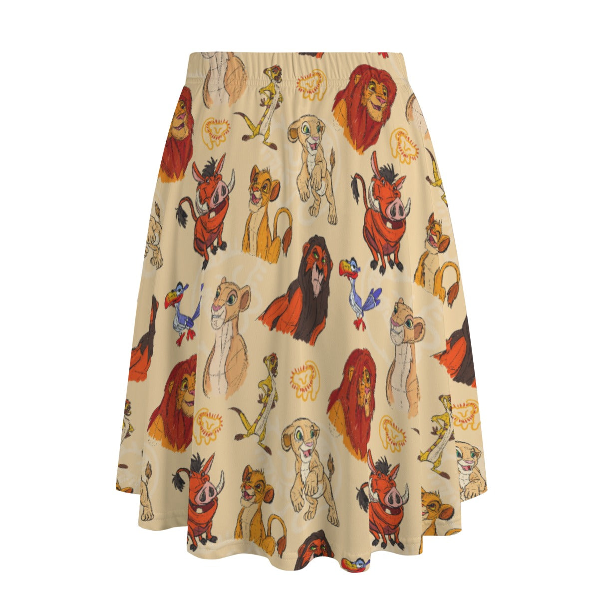 Sketched Savanna Friends - Women's Pocket Midi Skirt