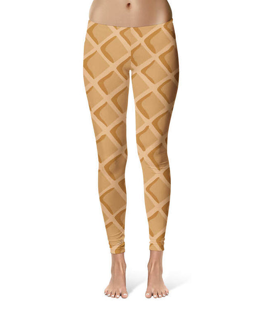 Sport Waist Full Length Leggings - XS - Ice Cream Waffle Cone  - READY TO SHIP