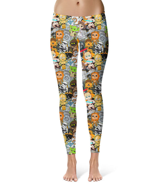 Sport Leggings - XL - Sketched Cute Star Wars Characters - Full length - READY TO SHIP