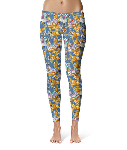 PREMIUM Leggings - M - Lady & The Tramp Sketched - READY TO SHIP