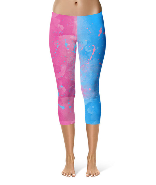 Sport Waist Capri Leggings - S - Pink or Blue Sleeping Beauty Inspired  - READY TO SHIP