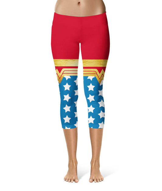 Winter Capri Leggings - S - Wonder Woman Super Hero Inspired - READY TO SHIP