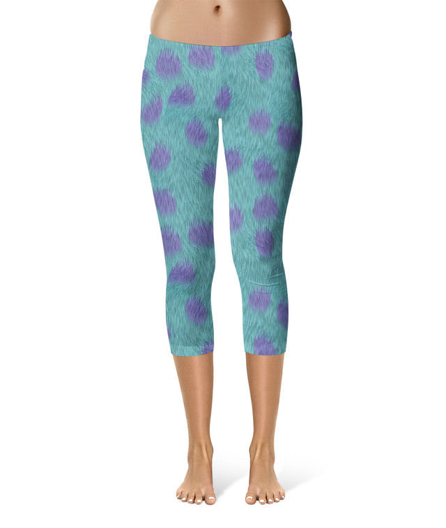 Sport Waist Capri Leggings - XS - Sully Fur Monsters Inc Inspired  - READY TO SHIP