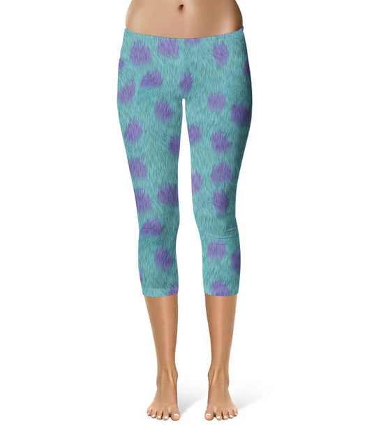 Sport Waist Capri Leggings - XS - Sully Fur Monsters Inc Inspired  - READY TO SHIP