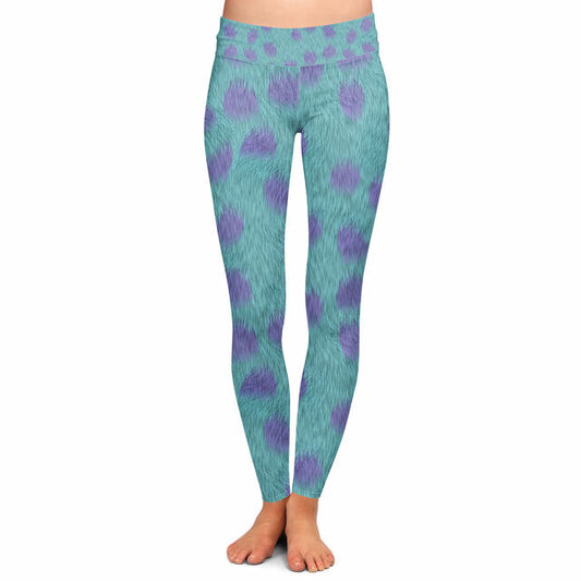 Yoga Waist Full Length Leggings - XL - Sully Inspired Fur Disney Pixar Monsters Inc - PREMIUM READY TO SHIP