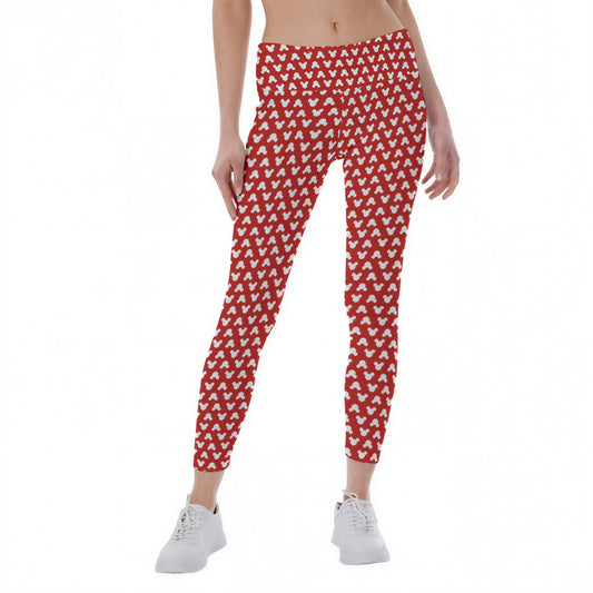 Playful Polka Dot Ears Red - Women's Yoga Leggings