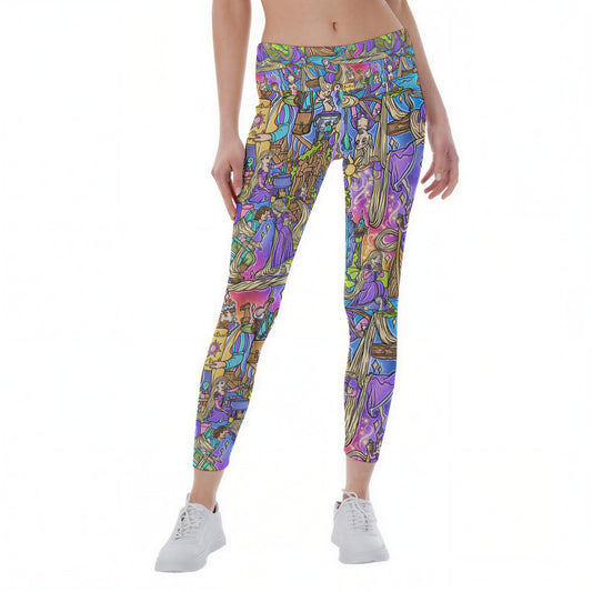 Golden Hair Storybook Scenes - Women's Yoga Leggings