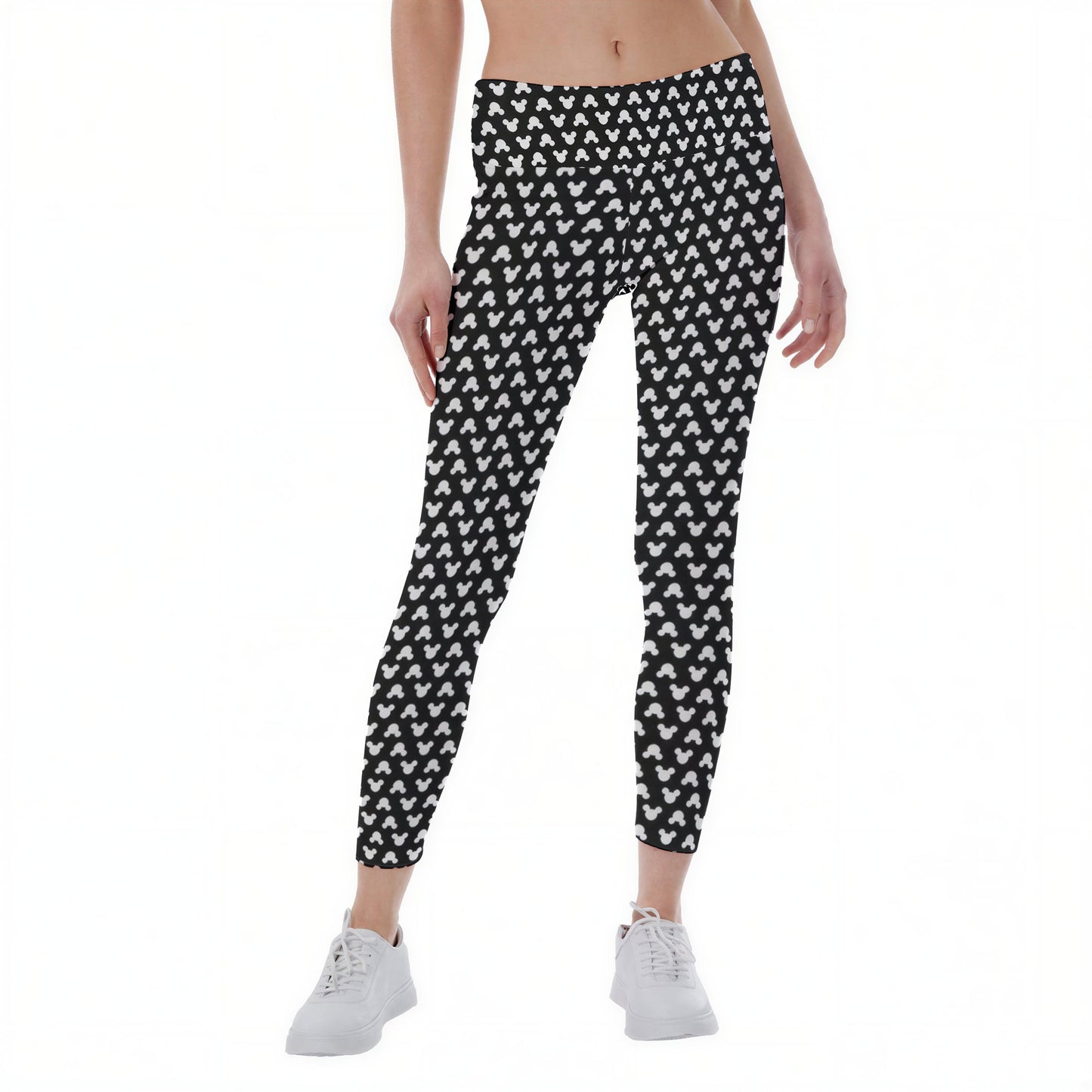 Playful Polka Dot Ears Black - Women's Yoga Leggings