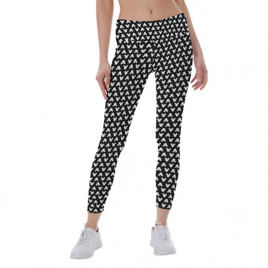 Playful Polka Dot Ears Black - Women's Yoga Leggings