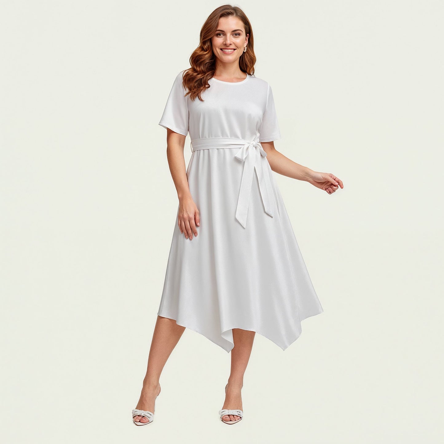 Pick Any Print from our Shop - Women's Short Sleeve Belted Midi Dress