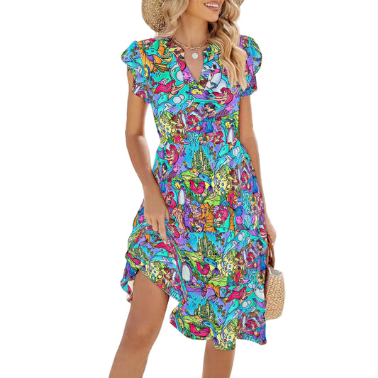 Under the Sea Storybook Scenes - Women's Tiered Pocket Midi Dress