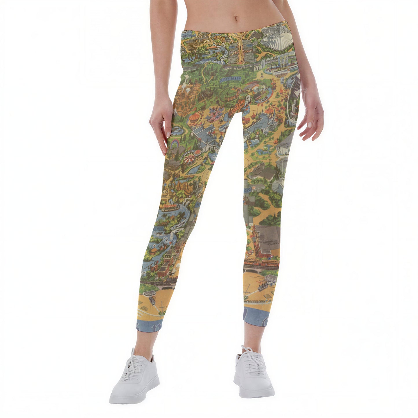Vintage Theme Park Map - Women's Yoga Leggings