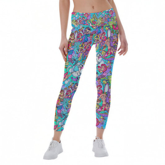 Under the Sea Storybook Scenes - Women's Yoga Leggings