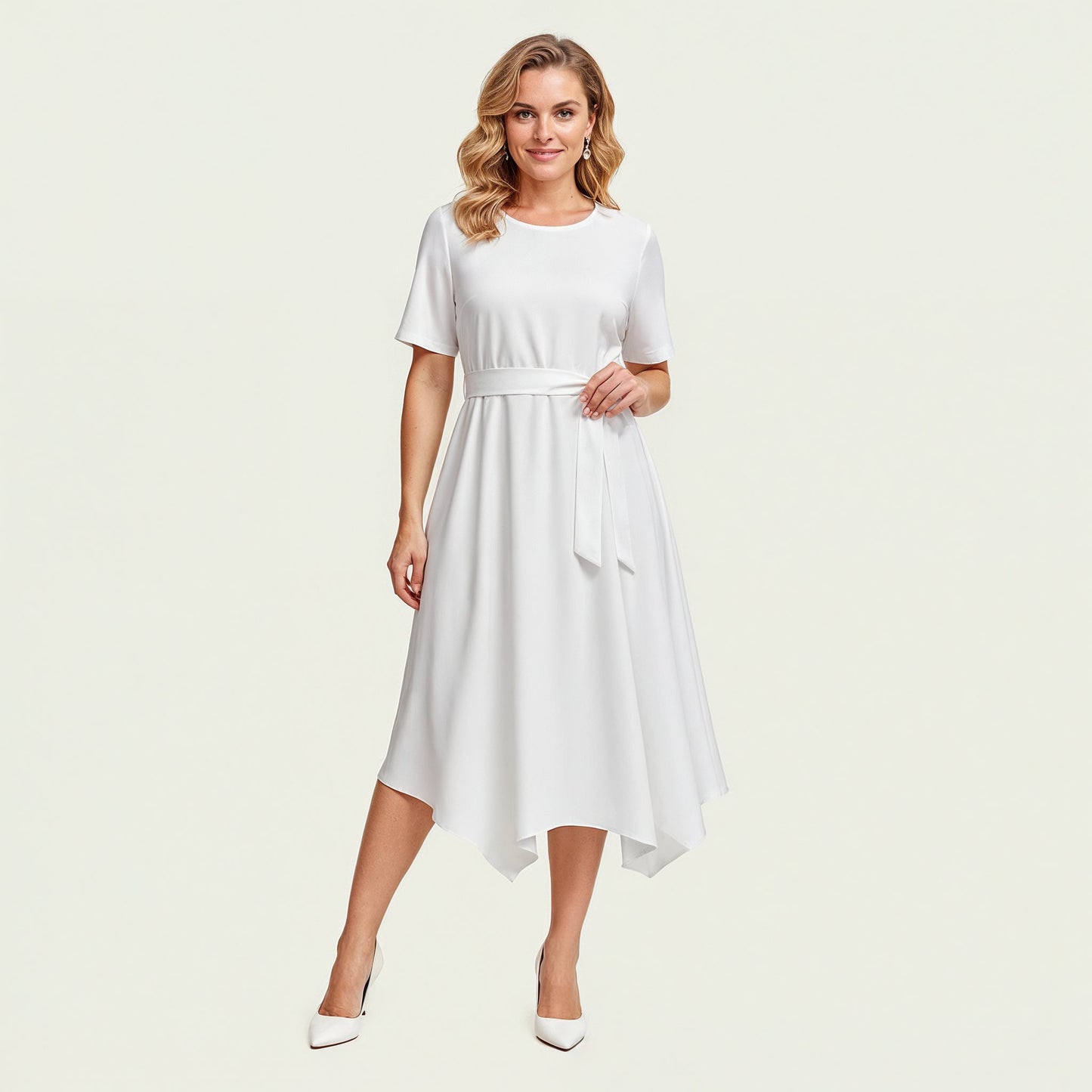 Pick Any Print from our Shop - Women's Short Sleeve Belted Midi Dress