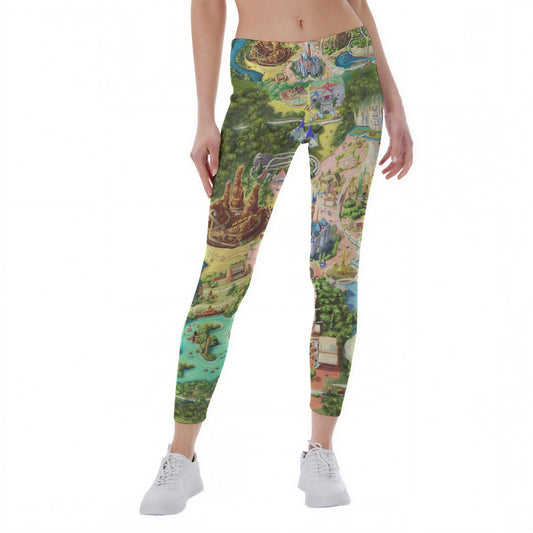 Colorful Theme Park Map - Women's Yoga Leggings