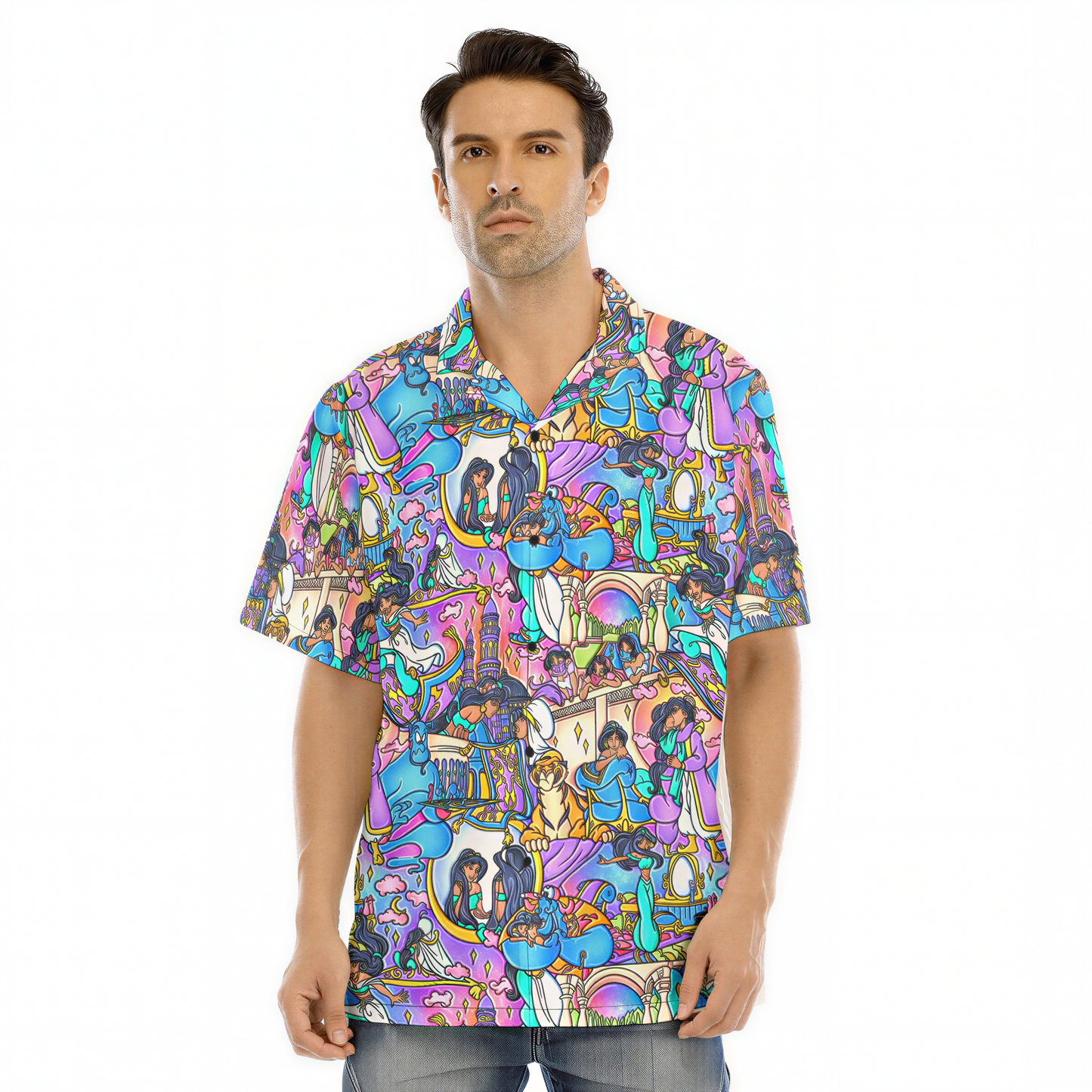 Magic Carpet Storybook Scenes - Men's Hawaiian Button Up Shirt