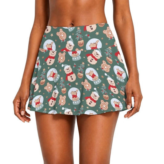 Bear's Honey Snowglobes - Women’s Athletic Skater Skort with Pockets