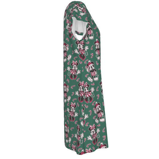 Mouse and Bow Peppermint Pals - Women's T-Shirt Dress