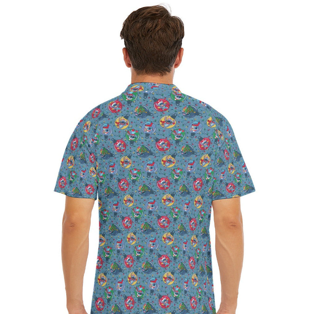 Holiday Baubles with Mischievous Blue Alien - Men's Polo Shirt
