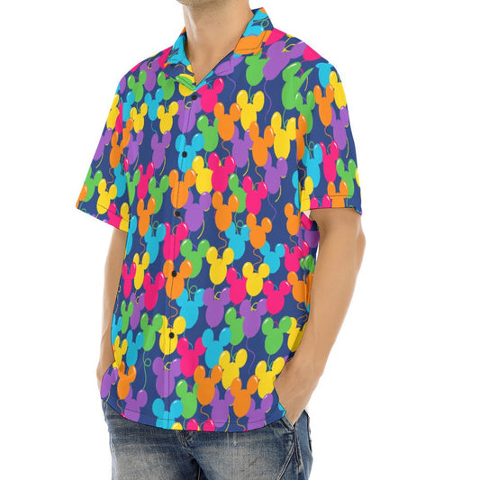 Bright Mouse Ear Balloons - Men's Hawaiian Button Up Shirt