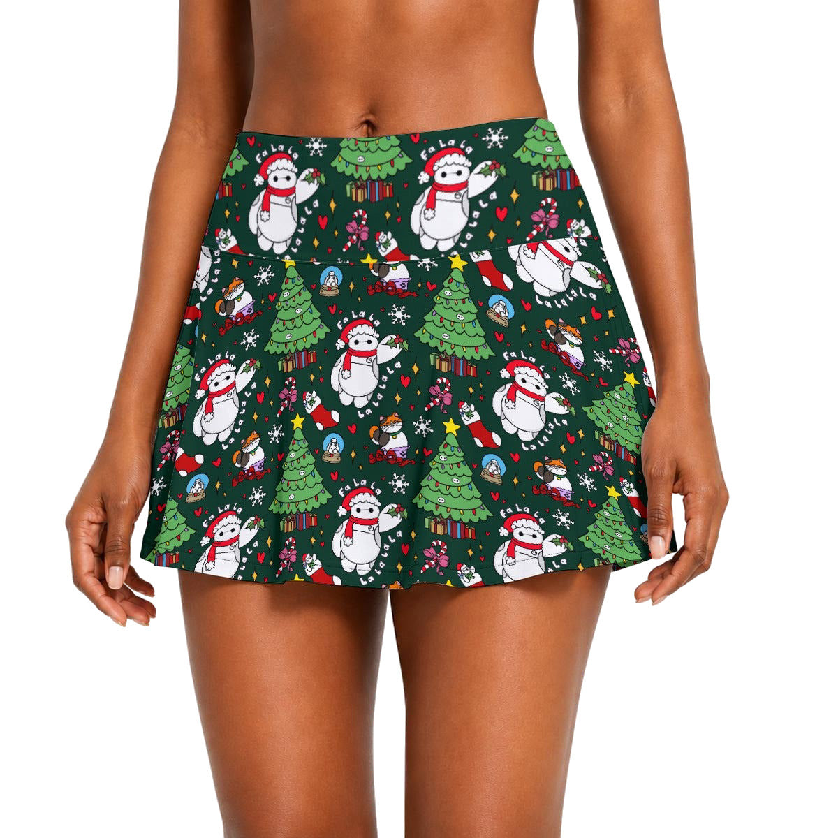 Robot Christmas Cheer - Women’s Athletic Skater Skort with Pockets