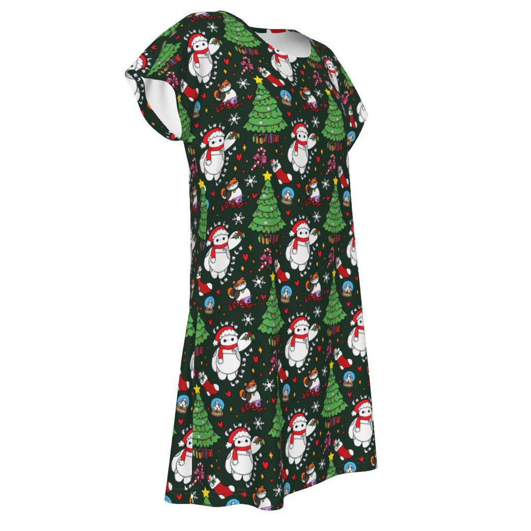 Robot Christmas Cheer - Women's T-Shirt Dress