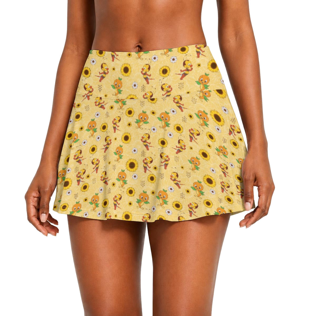 Cheerful Bee & Citrus Bird - Women’s Athletic Skater Skort with Pockets