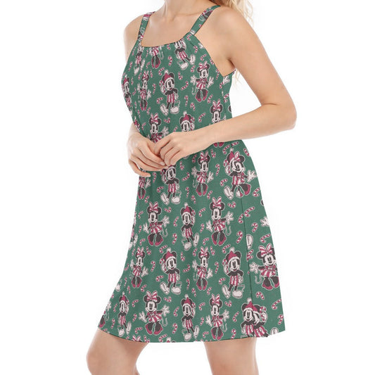 Mouse and Bow Peppermint Pals - Women’s Adjustable Sundress