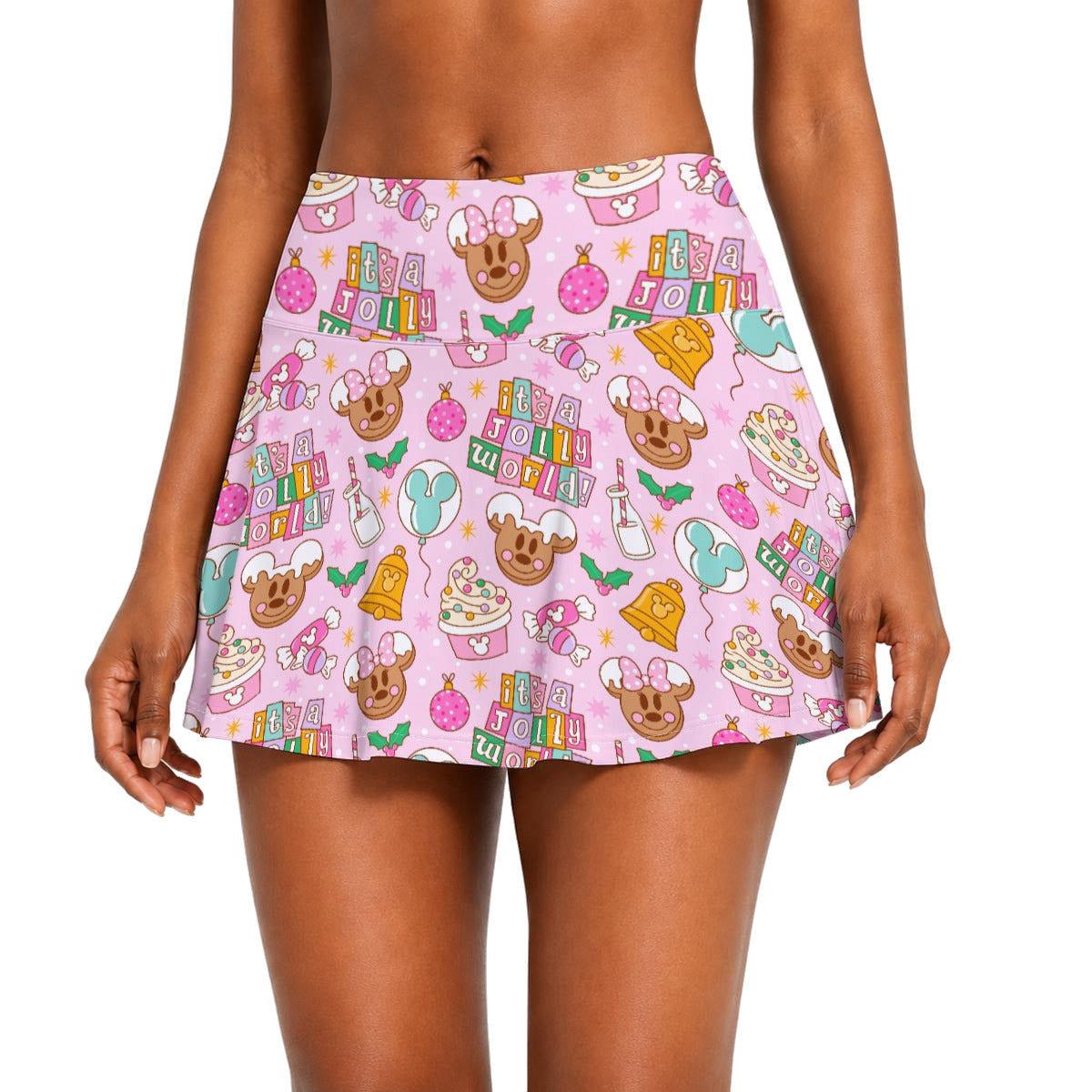 Tiny World Christmas Sugar Rush - Women’s Athletic Skater Skort with Pockets