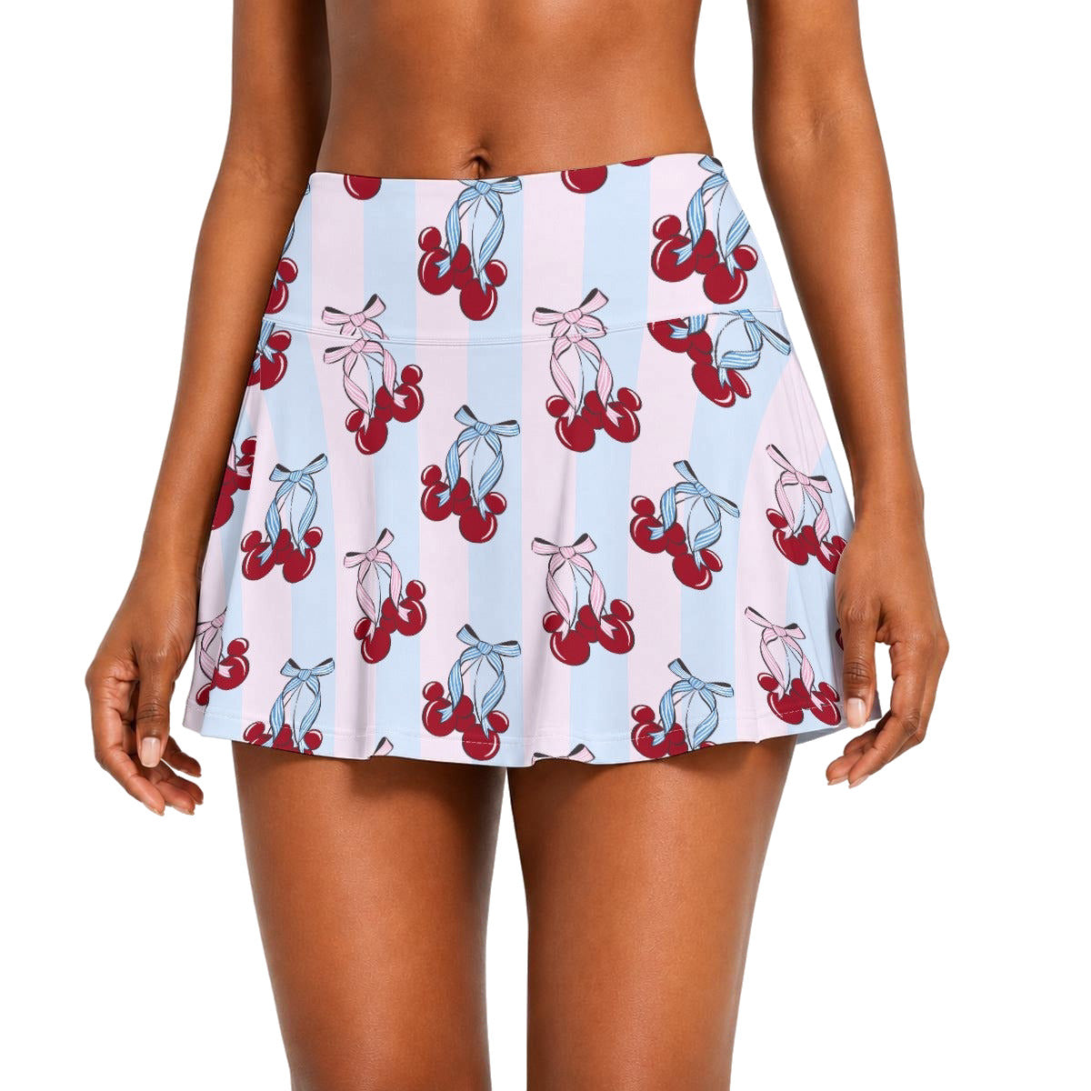 Cherry Ear Bows - Women’s Athletic Skater Skort with Pockets