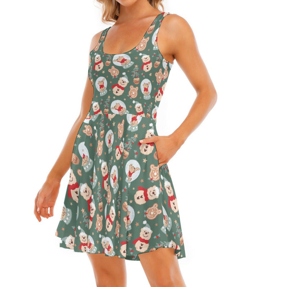 Bear's Honey Snowglobes - Women's Sleeveless Pocket Skater Dress
