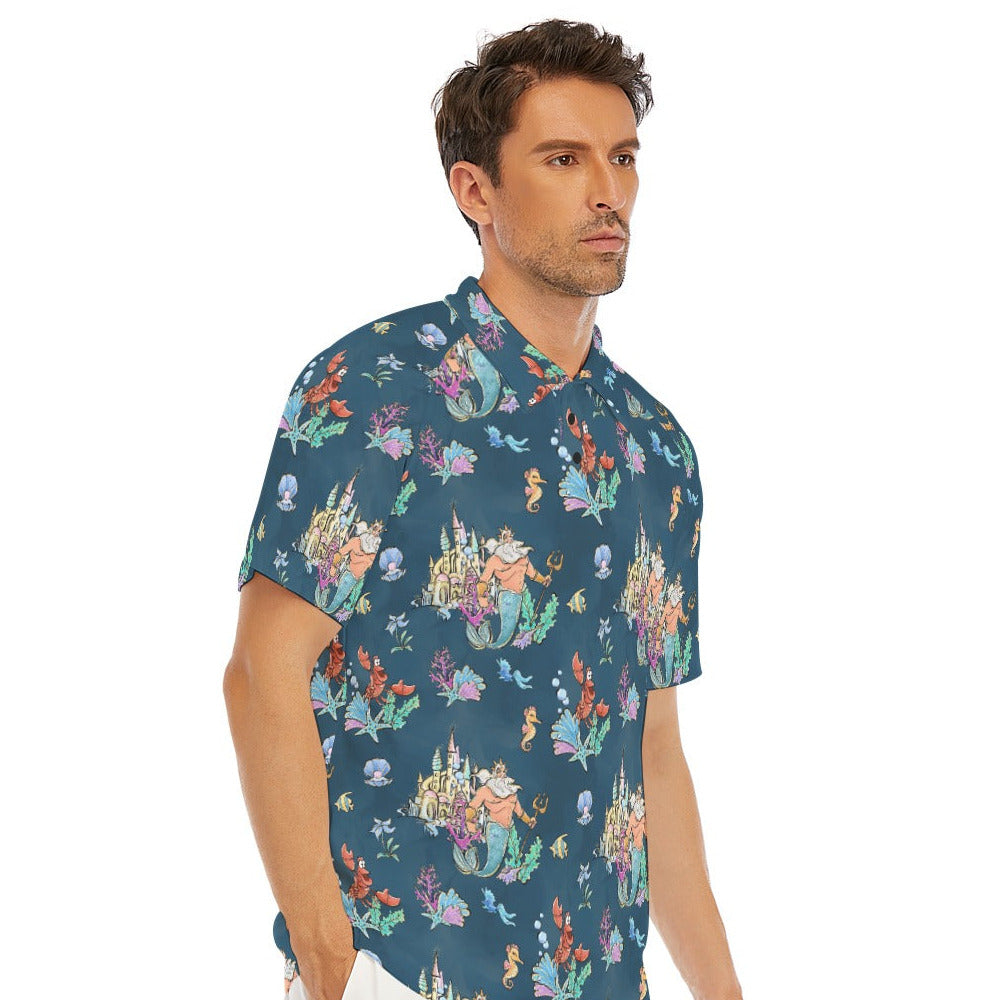 Whimsical Sea King and Crab - Men's Polo Shirt