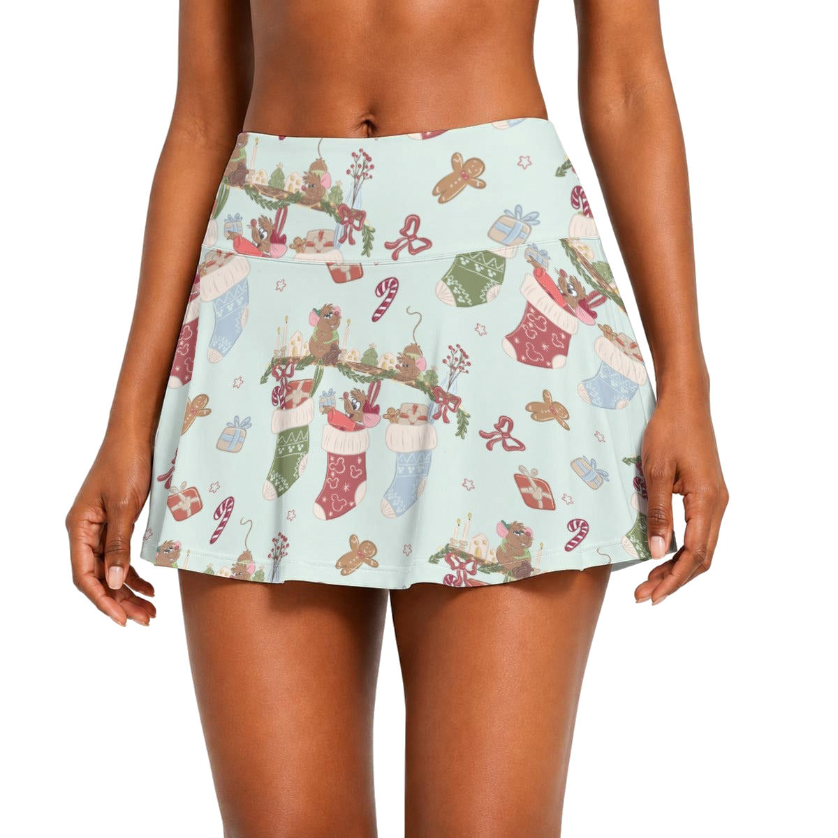 Fairytale Christmas Stocking Stowaways - Women’s Athletic Skater Skort with Pockets