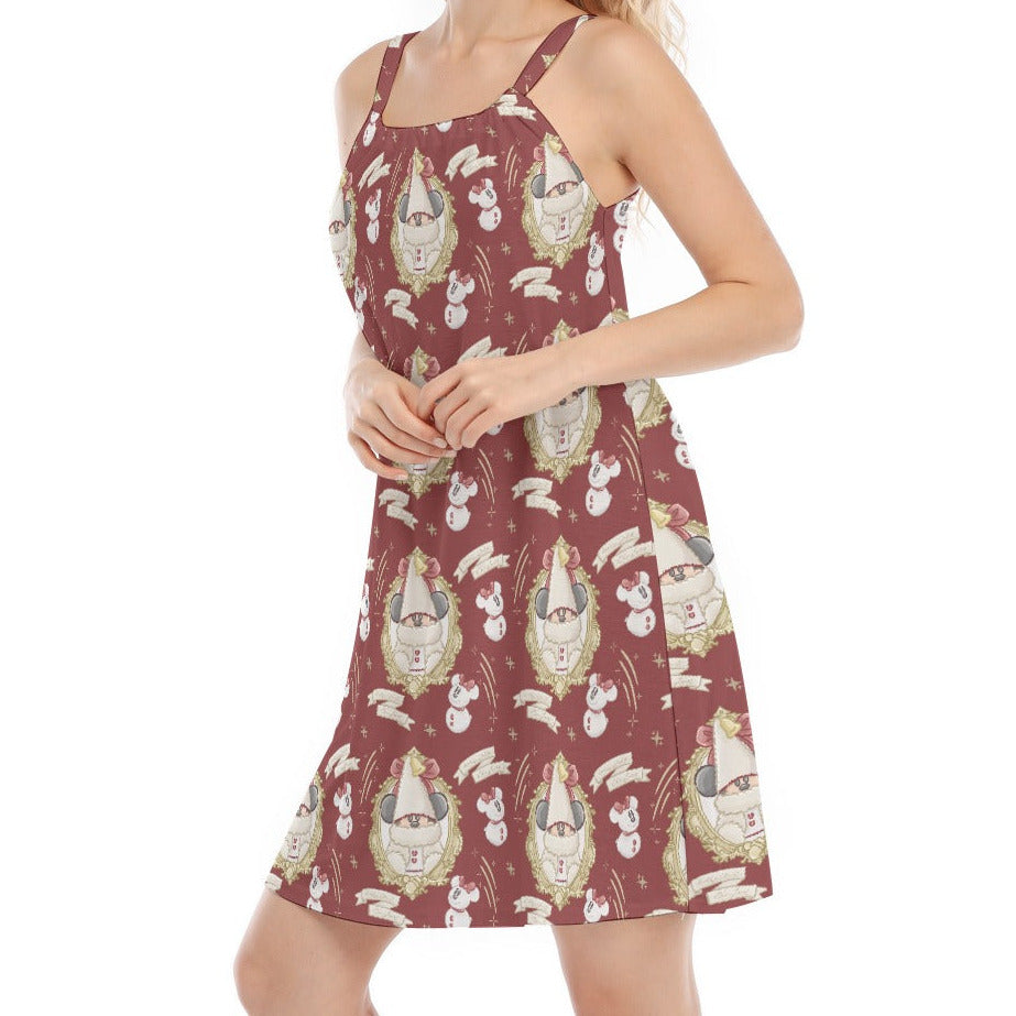 Mouse and Bow Snow Gnomes - Women’s Adjustable Sundress