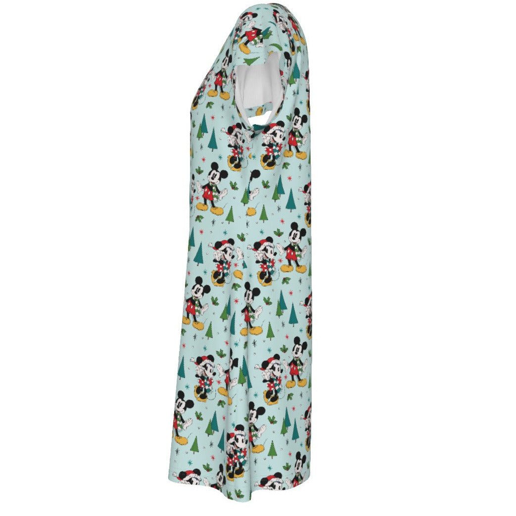 Mouse Friends Evergreen Stroll - Women's T-Shirt Dress