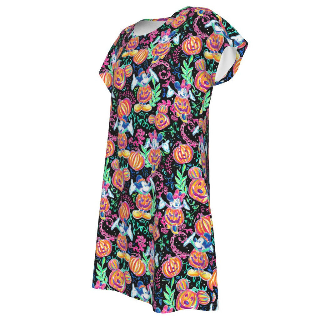 Mouse and Friends Pumpkin Parade - Women's T-Shirt Dress
