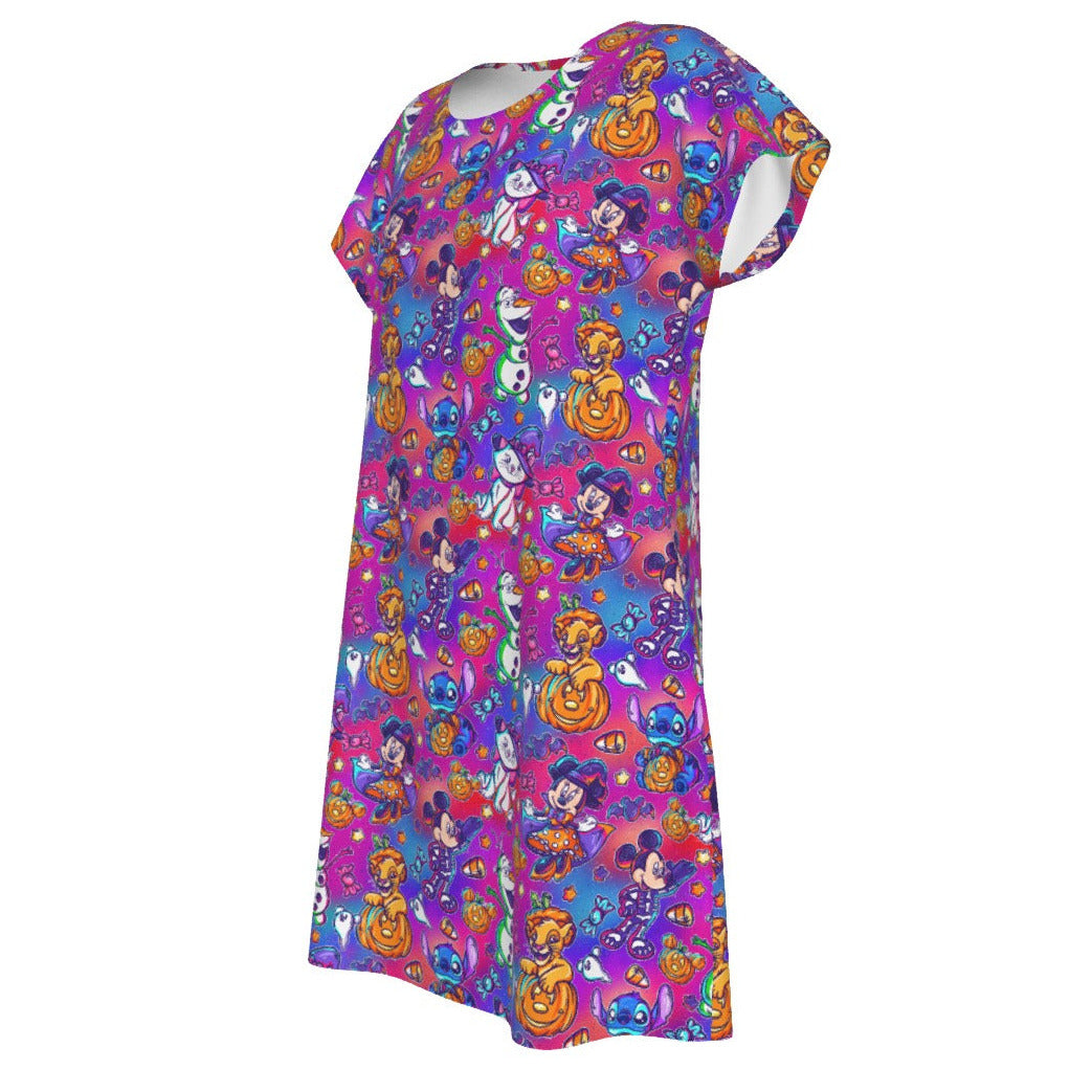 Classic Character Halloween Mashup - Women's T-Shirt Dress