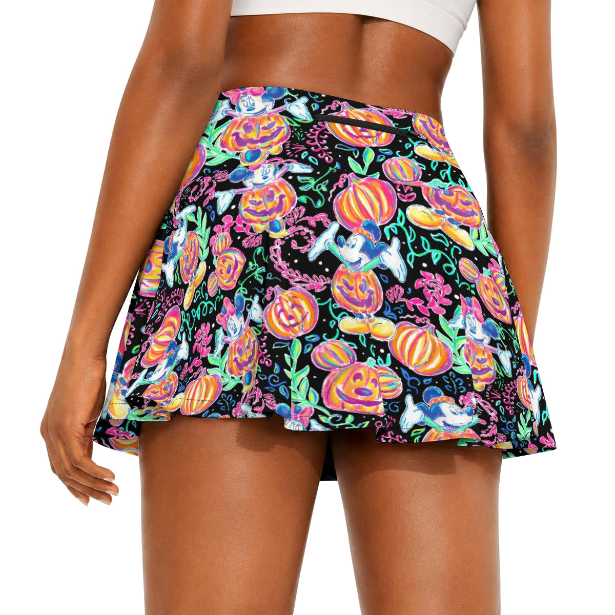 Mouse and Friends Pumpkin Parade - Women’s Athletic Skater Skort with Pockets