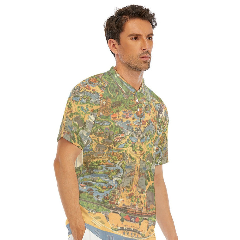 Vintage Theme Park Map - Men's Polo Shirt